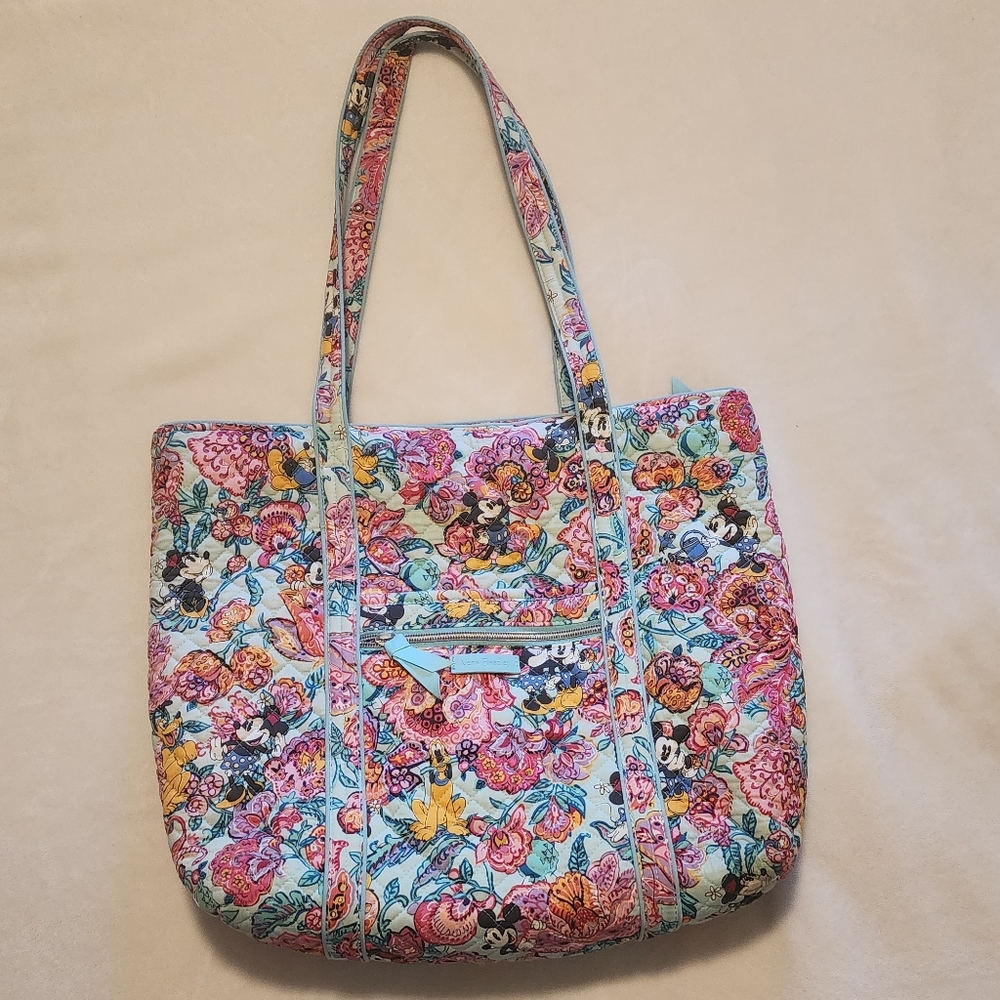 Disney Vera Bradley Mickey Mouse and Friends Beautiful Garden Iconic Vera Tote